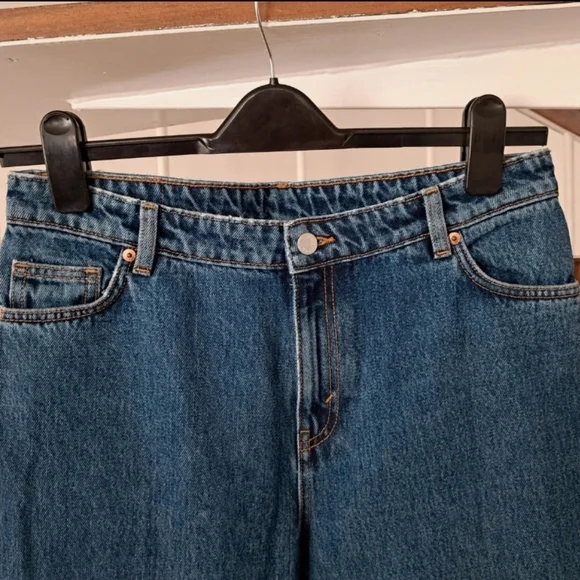 Monki Eur 28 Blue Denim Jeans Wide Leg Straight Leg Relaxed Jeans. - Picture 2 of 7